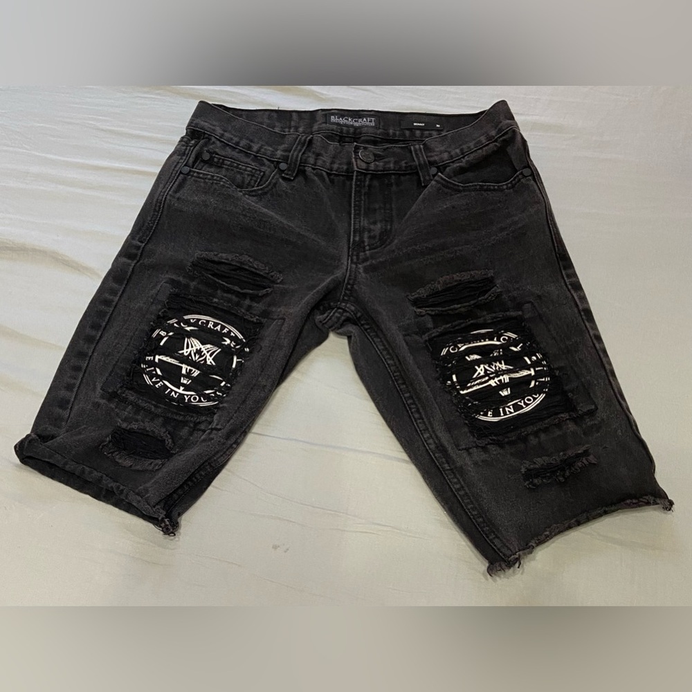 Black “BlackCraft Cult” Skinny Jean Shorts (Size 30)